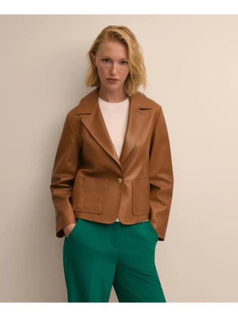 Brooks Brothers Leather Cropped Tailored Jacket