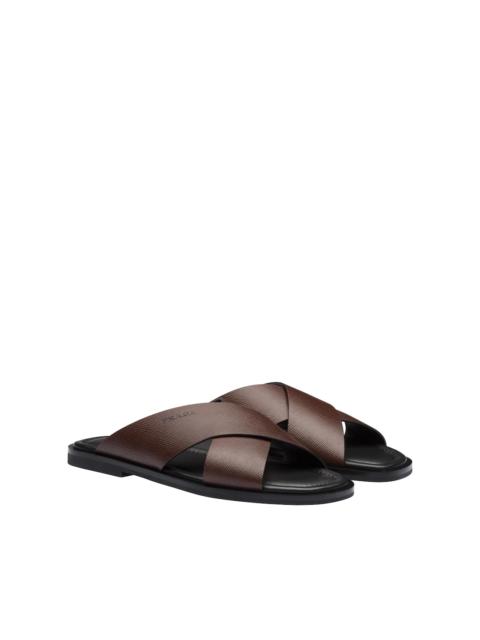 Prada Saffiano Cuir Leather Sandals