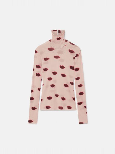 Stella McCartney Long-Sleeve Lips Print Turtleneck Top