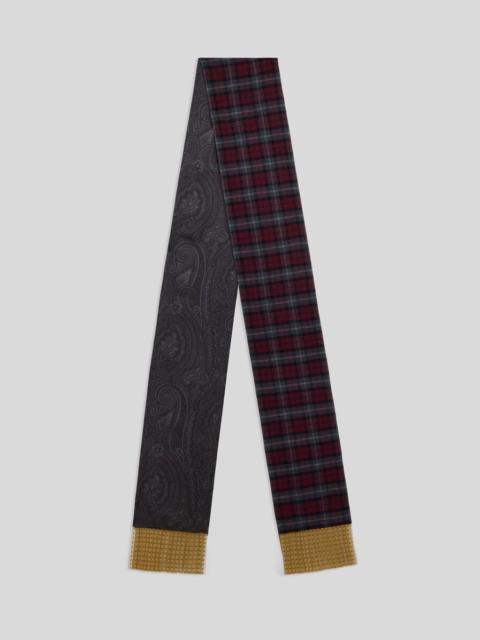 Etro WOOL AND SILK SCARF WITH METAL FRINGING AND TWO MOTIFS