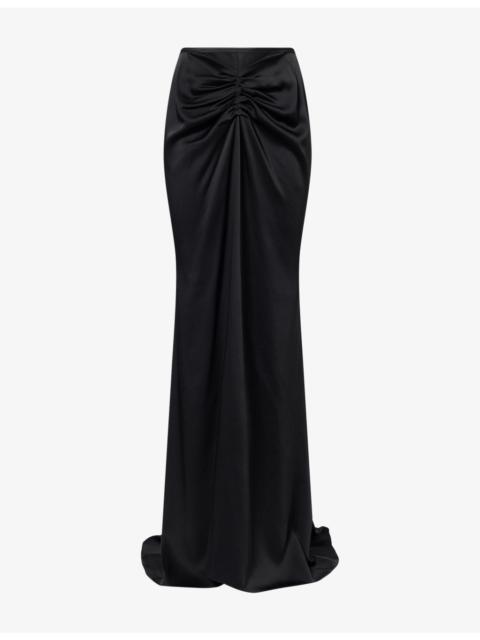 Victoria Beckham Isabella Gathered-Detail Crepe-Back Satin Maxi Skirt