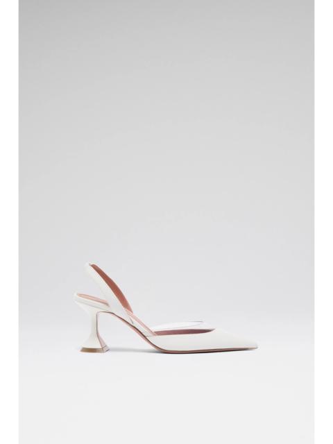 Amina Muaddi LARA SLING 70 WHITE NAPPA AND TRANSPARENT PVC