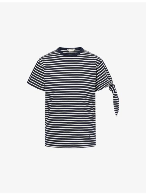 JW Anderson Knotted-Sleeve Striped Cotton-Jersey T-Shirt