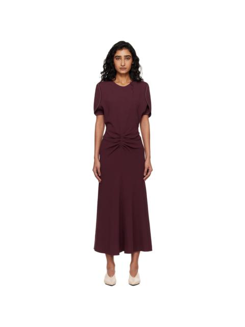 Victoria Beckham Burgundy Bela Midi Dress