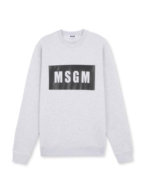 Solid colour cotton sweatshirt with a box logo