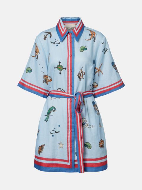 ALÉMAIS Printed belted linen shirt dress