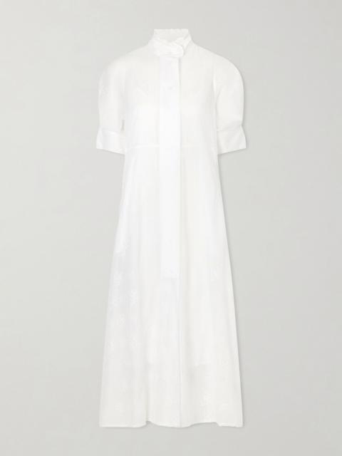 Thierry Colson Venetia ruffled broderie anglaise cotton midi dress Off-white