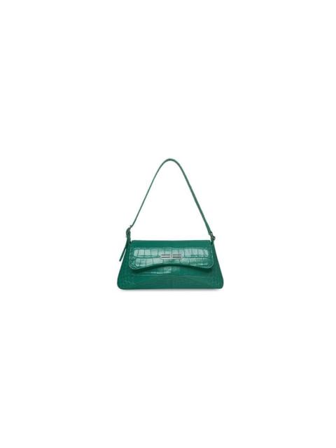 BALENCIAGA Women's Xx Small Flap Bag Crocodile Embossed in Green