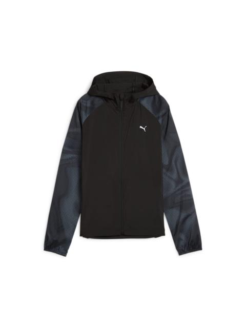 (WMNS) PUMA RUN FAVORITE AOP Woven Jacket 'Black Grey White' 524035-51