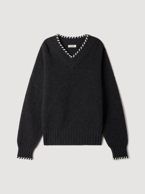 Sandro BRAIDED V-NECK SWEATER