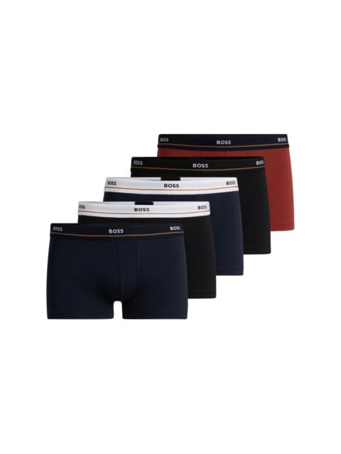 BOSS FIVE-PACK OF STRETCH-COTTON TRUNKS WITH LOGO WAISTBANDS