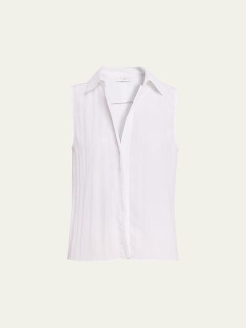 Vince Sleeveless Boxy Button-Front Shirt