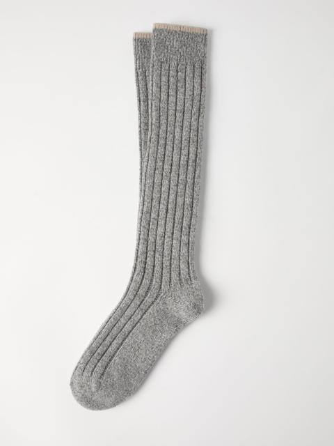 Brunello Cucinelli Cashmere chiné rib knit socks