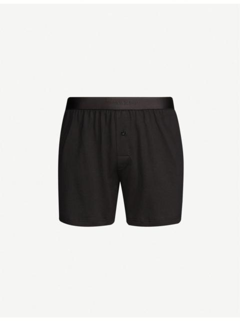 Sunspel Superfine 브랜딩-waistband 중간층 코튼 복서 반바지