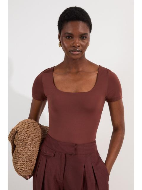 KAREN MILLEN Contour Jersey Short Sleeve Scoop Neck Top