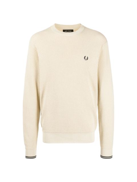 Fred Perry logo-embroidered cotton jumper