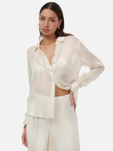 CAMI NYC YAEL METALLIC CHIFFON TOP WHITE