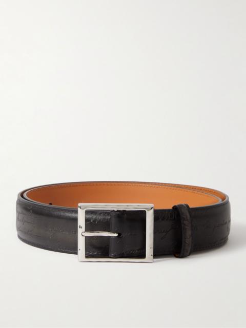 Berluti Scritto 3.5cm Leather Belt Black