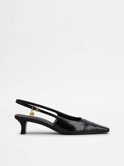 Tod's SLINGBACK PUMPS IN LEATHER - BLACK