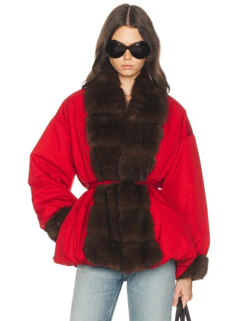 HELSA Bubbled Puffer With Faux Fur