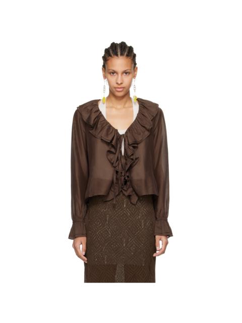 BODE Brown Heartwood Flounce Blouse
