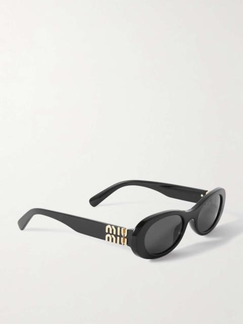 Oval-frame acetate sunglasses