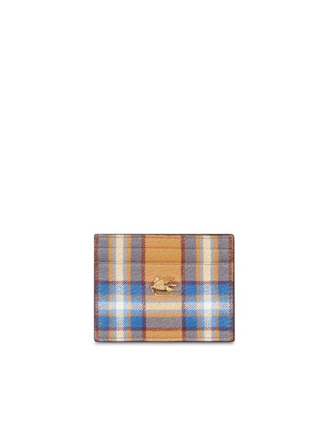 Etro Pegaso-motif tartan leather card holder