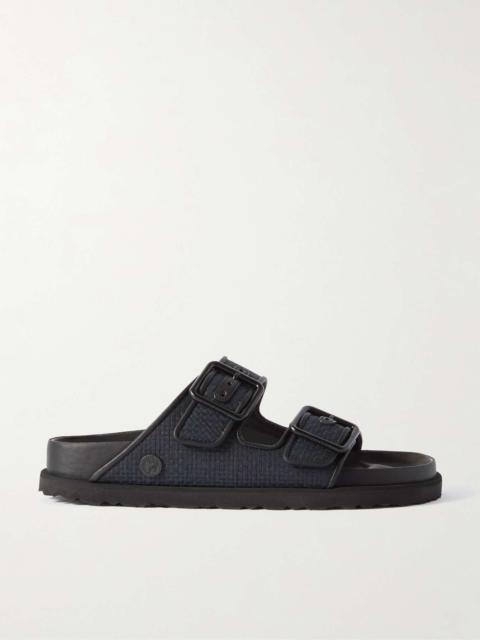 BIRKENSTOCK Arizona Luxe leather-trimmed raffia sandals