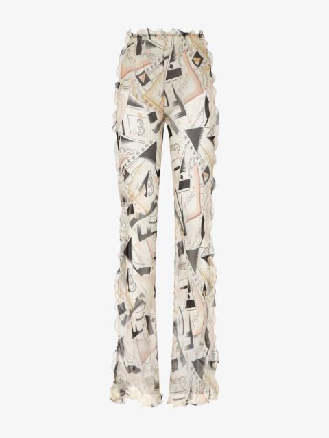 FENDI Multicolor printed chiffon pants