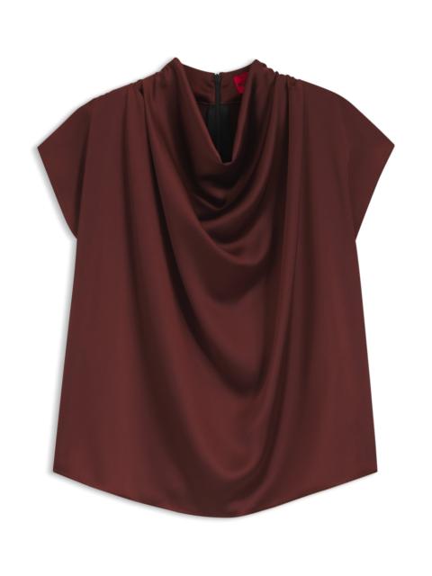 HUGO SATIN TOP WITH DRAPED NECKLINE