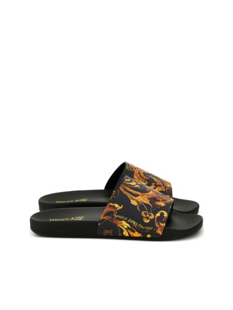 VERSACE JEANS COUTURE baroque-print slides