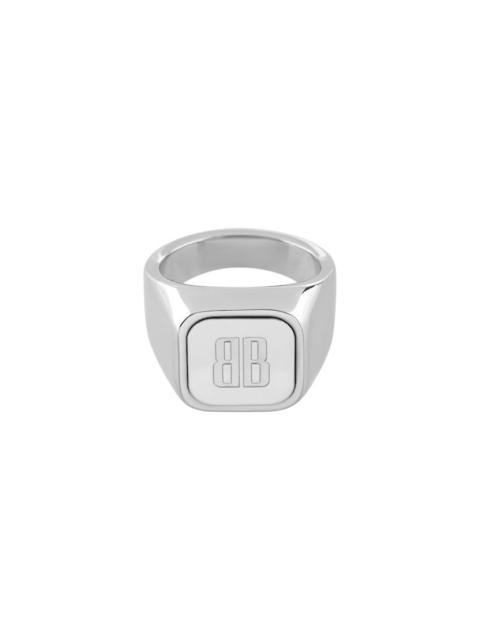 BALENCIAGA Nano Signet Ring in Shiny Silver