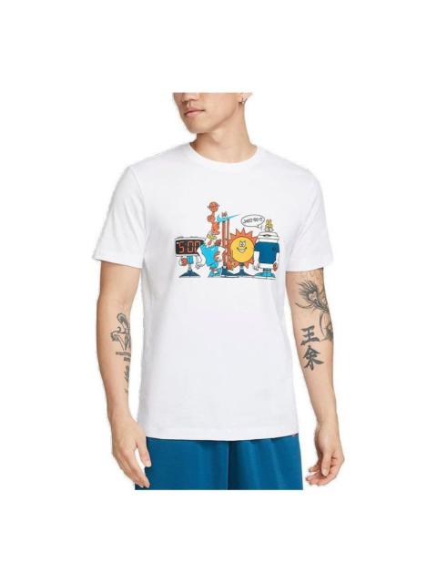 Nike Men's Nike Cartoon Printing Cozy Round Neck Casual Short Sleeve White T-Shirt DN3004-100
