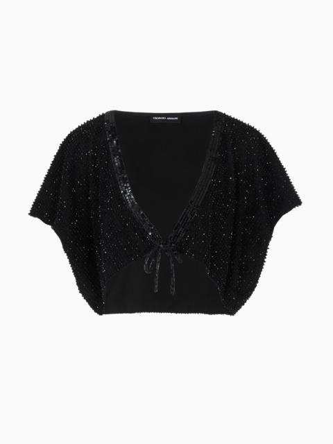 GIORGIO ARMANI Embroidered tulle shirt