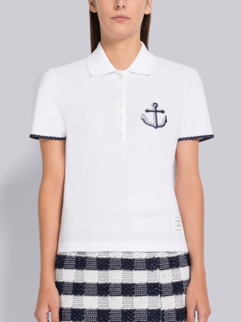 Thom Browne Pique Anchor Embroidery Short Sleeve Polo