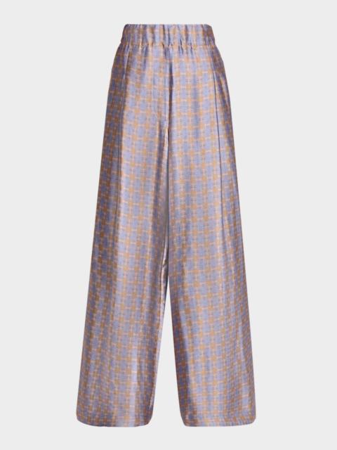 Dries Van Noten Pila Check Wide-Leg Pants