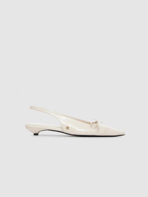 ANINE BING Zoey Slingback Heels - Bone Crinkled Patent