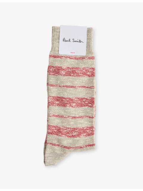 Paul Smith Striped Fleck Stretch Cotton-Blend Socks