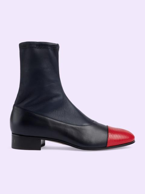 GUCCI Men's leather boot with lizard
