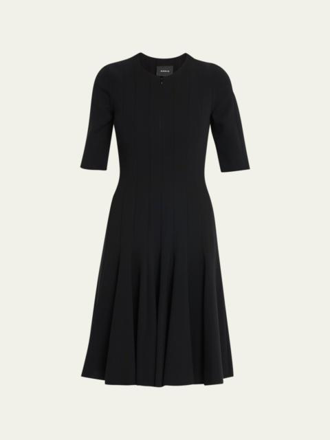 AKRIS Elbow-Sleeve Zip-Front Dress
