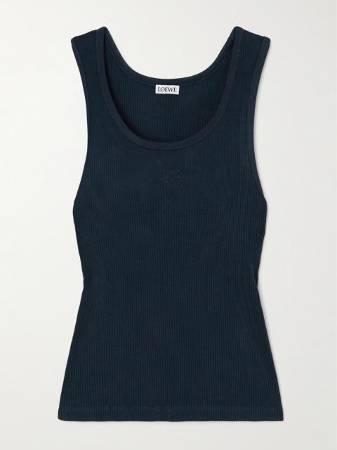 Loewe Embroidered Ribbed Silk Tank