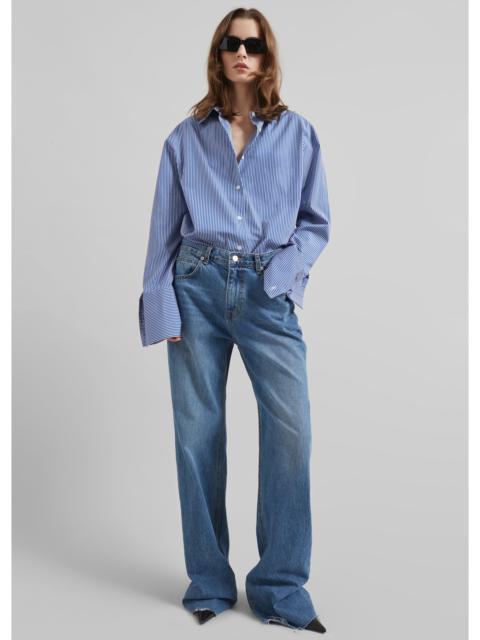 The Frankie Shop Anvers Striped Cotton Button Up Shirt - Blue/White Stripe