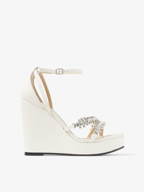 Bing Wedge 120
Latte Nappa Leather Wedges with Crystal Straps