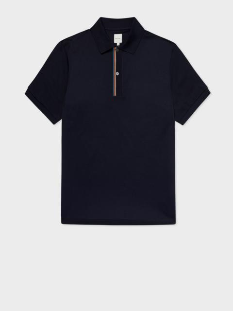 Dark Navy 'Signature Stripe' Trim Polo Shirt