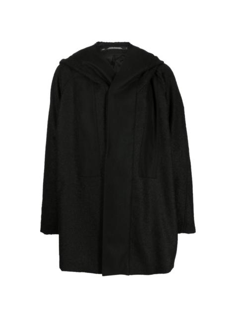 hooded wool-felt coat