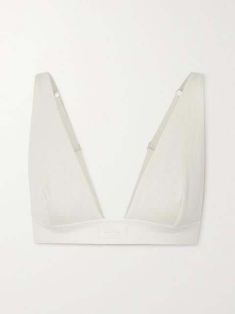 SKIMS Plunge Ribbed Cotton-blend Jersey Bralette