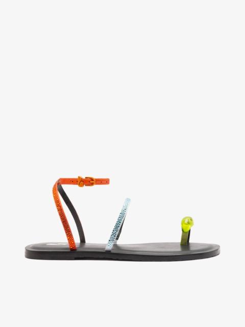 Larroudé Biarritz Crystal Flat Sandal Multicolor Satin