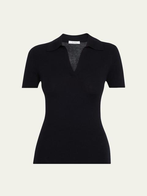 Max Mara Studio Rib-Knit Wool Polo Shirt