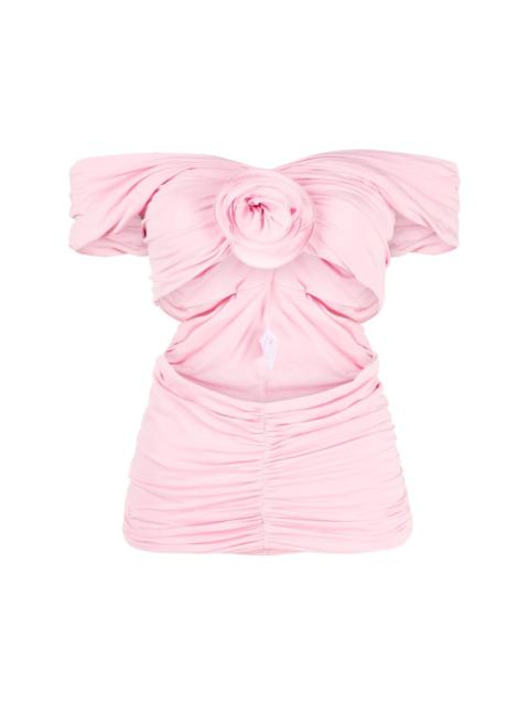 MAGDA BUTRYM rose-appliquÃ© ruched top