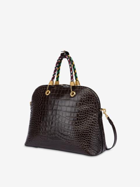Moschino CROC PRINT BRAIDED CORD HANDBAG